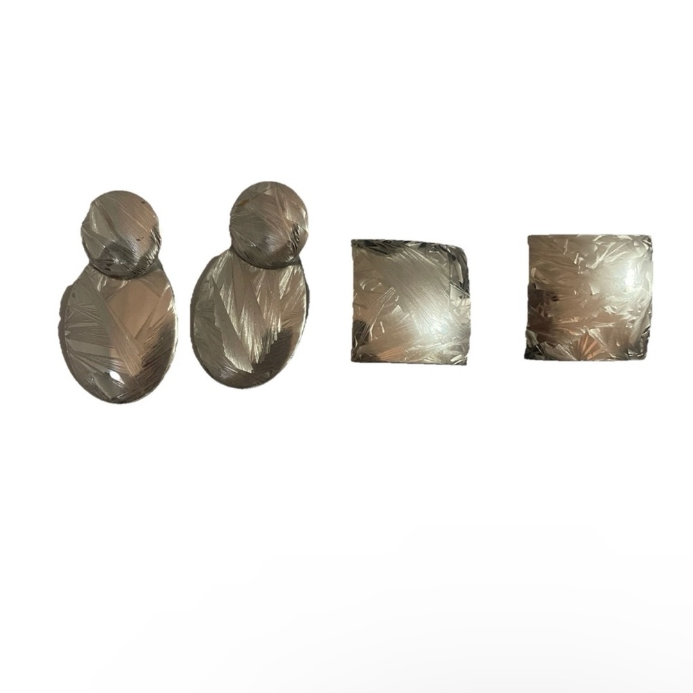 Vintage Silver Toned 2 Pairs Earrings Pierced Post Style  Dangle